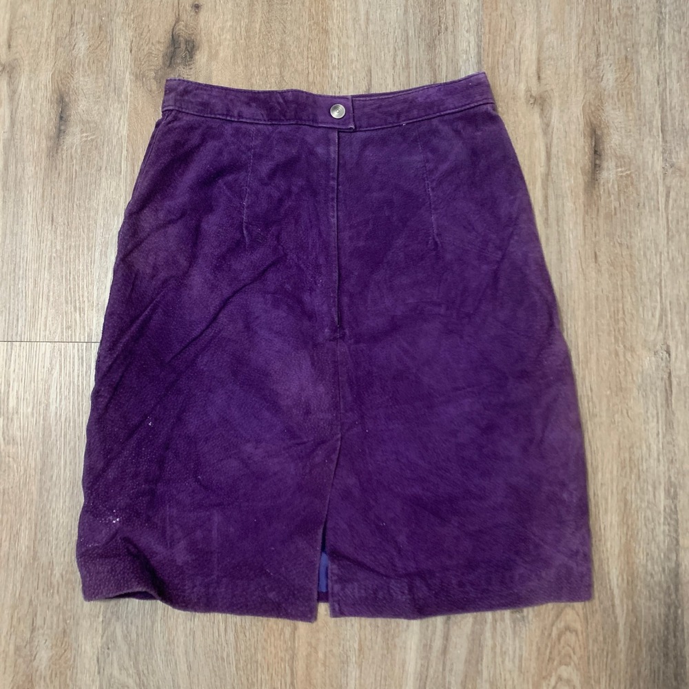 Vintage 1980s Global Identity A-line purple‎ suede skirt - size 8 womens